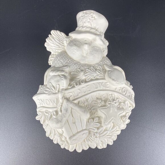 Ready to Paint Ceramic Snowman with Scene 10” SNOW PLACE LIKE HOME Christmas - Picture 1 of 10